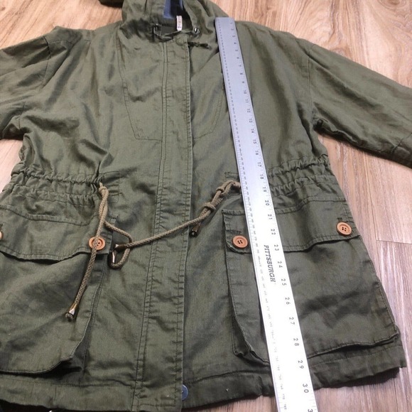 WILLOW and CLAY Women's Size M Green Utility Lightweight Full Zip Hooded Jacket - Picture 7 of 10